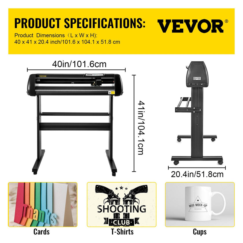 VEVOR Vinyl Cutter, 34 inch Vinyl Cutter Machine 870mm Paper Feed Vinyl Plotter with Floor Stand, Cutting Plotter Machine Adjustable Speed SignMaster Software for Sign Making Labels Windows