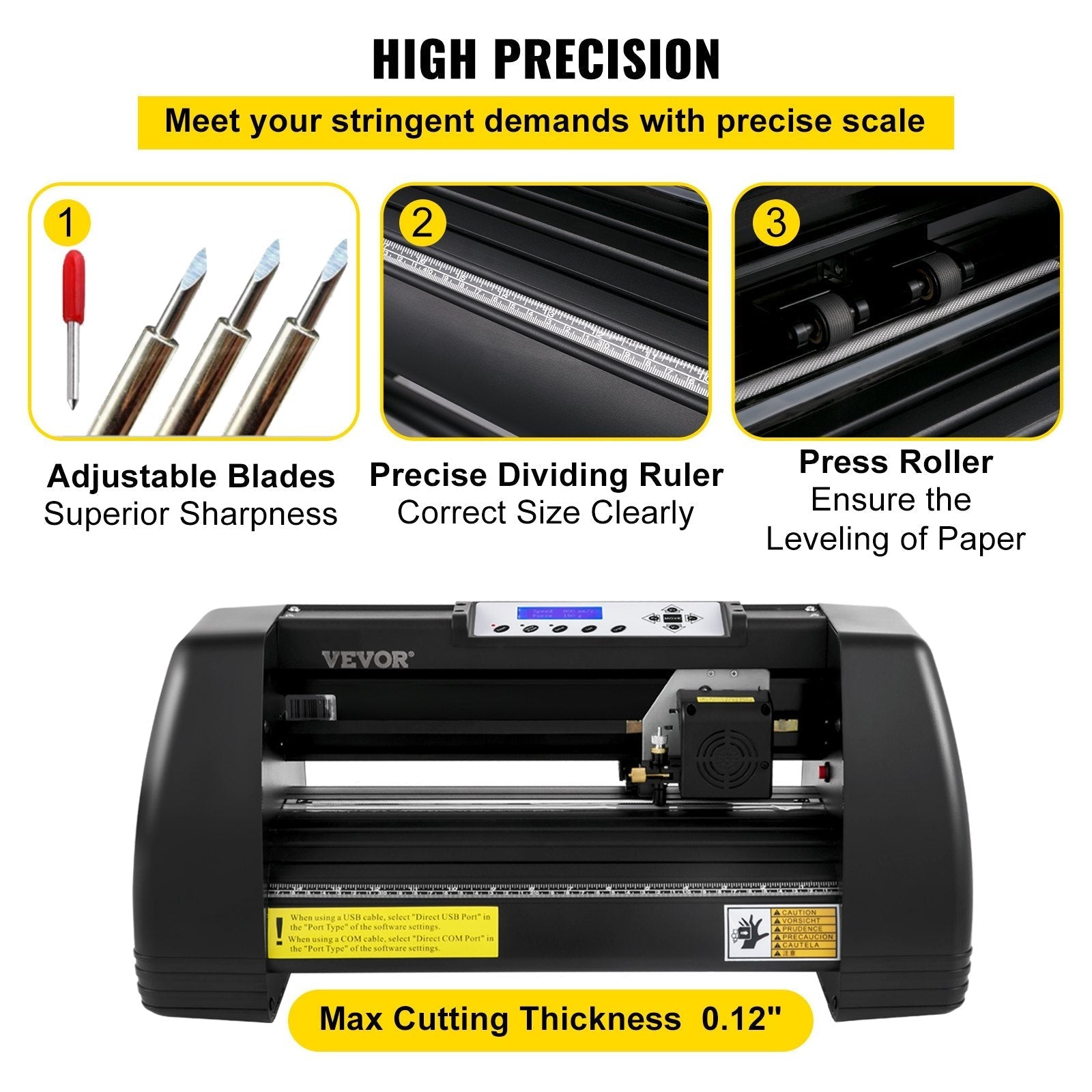VEVOR Vinyl Cutter Machine, 14in / 375mm, LED Plotter Printer, Precise Manual Positioning, Softwares Support MAC and Windows Systems, Adjustable Force and Speed, Floor Stand for Making Sign Label