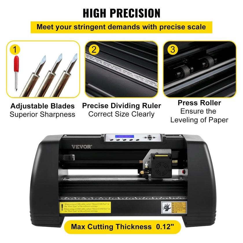 VEVOR Vinyl Cutter Machine, 14in / 375mm, LED Plotter Printer, Precise Manual Positioning, Softwares Support MAC and Windows Systems, Adjustable Force and Speed, Floor Stand for Making Sign Label