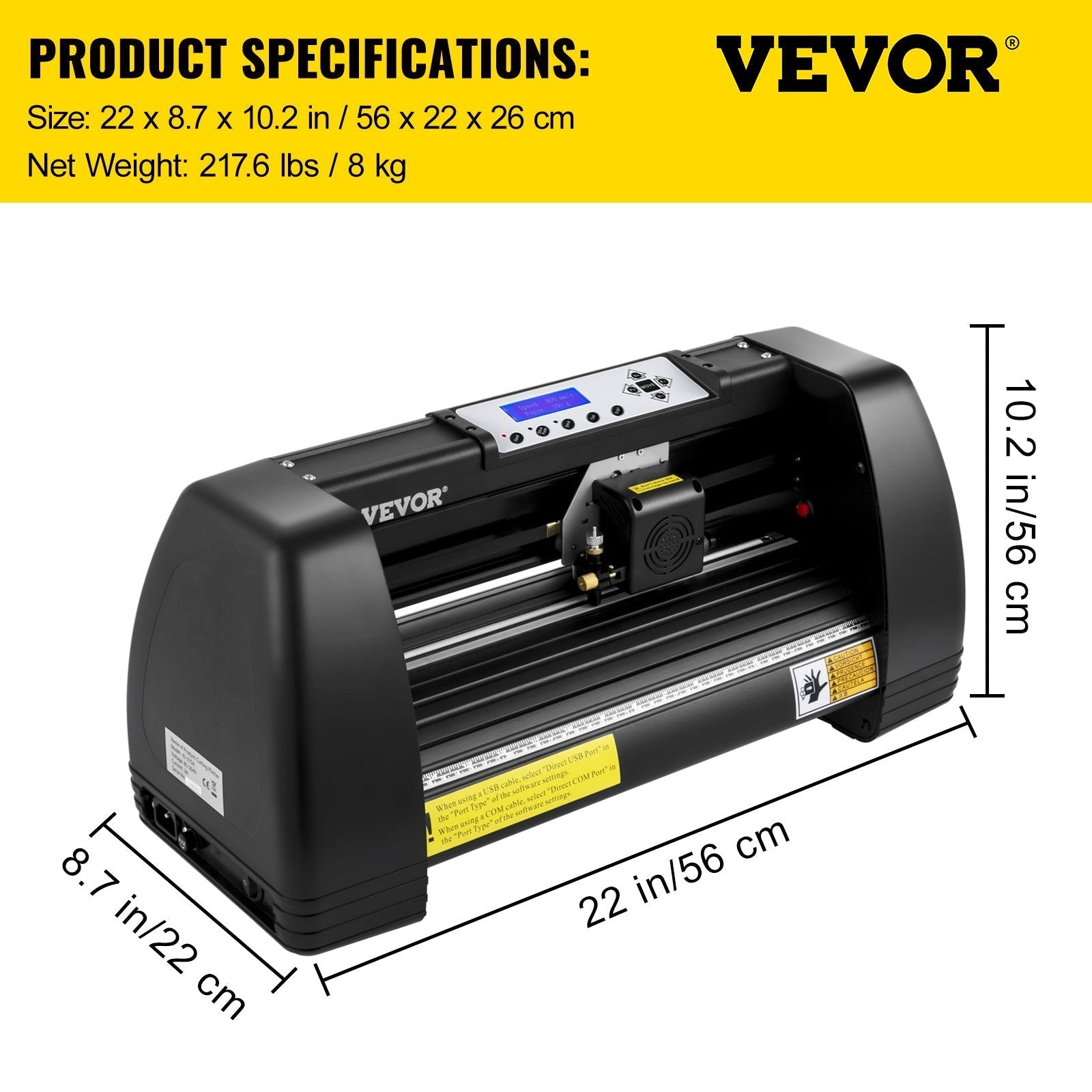 VEVOR Vinyl Cutter Machine, 14in / 375mm, LED Plotter Printer, Precise Manual Positioning, Softwares Support MAC and Windows Systems, Adjustable Force and Speed, Floor Stand for Making Sign Label