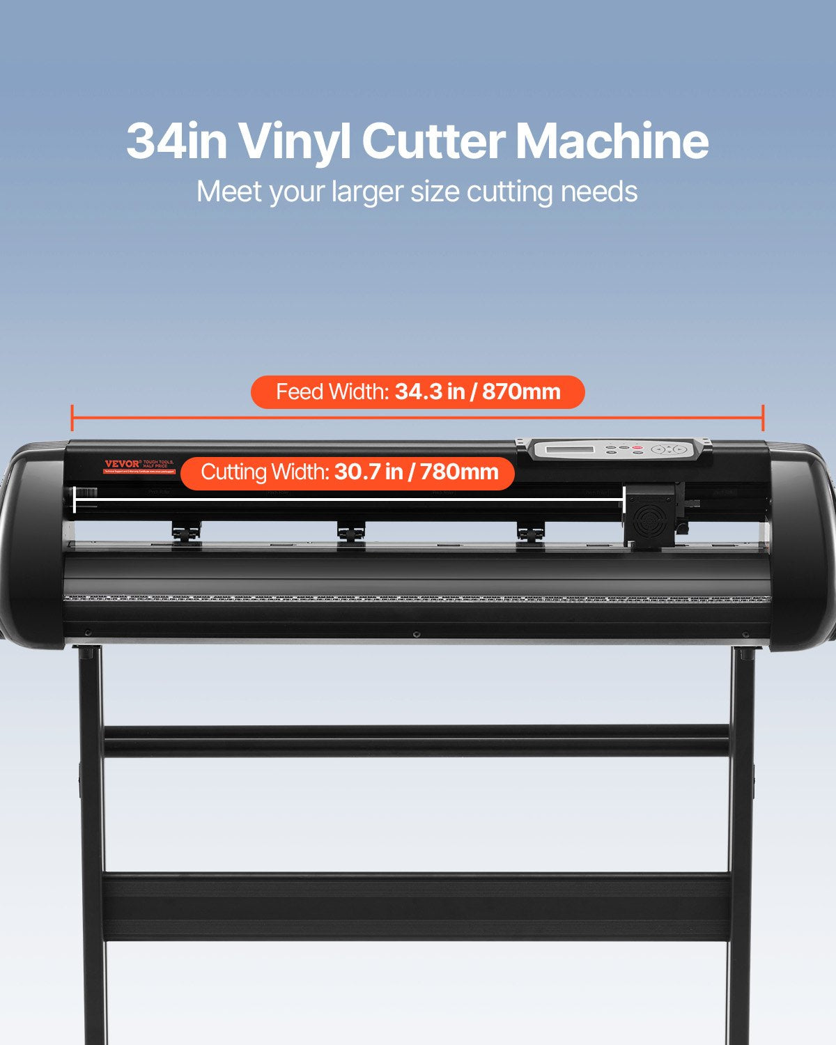VEVOR Vinyl Cutter Machine, 34in Offline Bluetooth Cutting Plotter Machine, 400in/10m Steel Roller Shaft Adjustable Speed Force, SignMaster Software Tool DIY Craft Kit for Sign Making Windows & Mobile