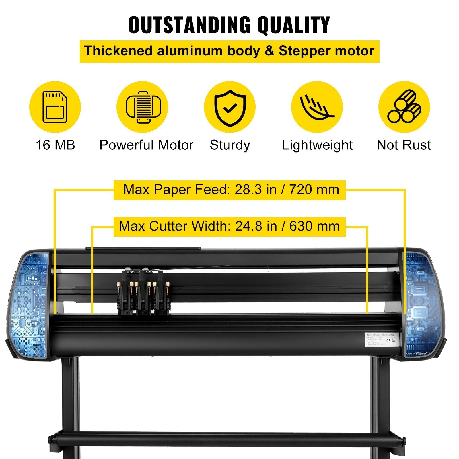 VEVOR Vinyl Cutter Machine, Upgraded 28 Inch Paper Feed Cutting Plotter Bundle, Adjustable Force & Speed Vinyl Printer with Powerful Stepper Motors, Signmaster Software Compatible with Windows System
