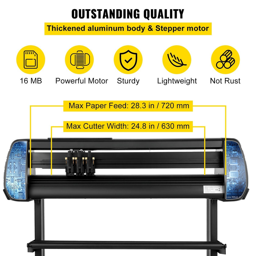 VEVOR Vinyl Cutter Machine, Upgraded 28 Inch Paper Feed Cutting Plotter Bundle, Adjustable Force & Speed Vinyl Printer with Powerful Stepper Motors, Signmaster Software Compatible with Windows System