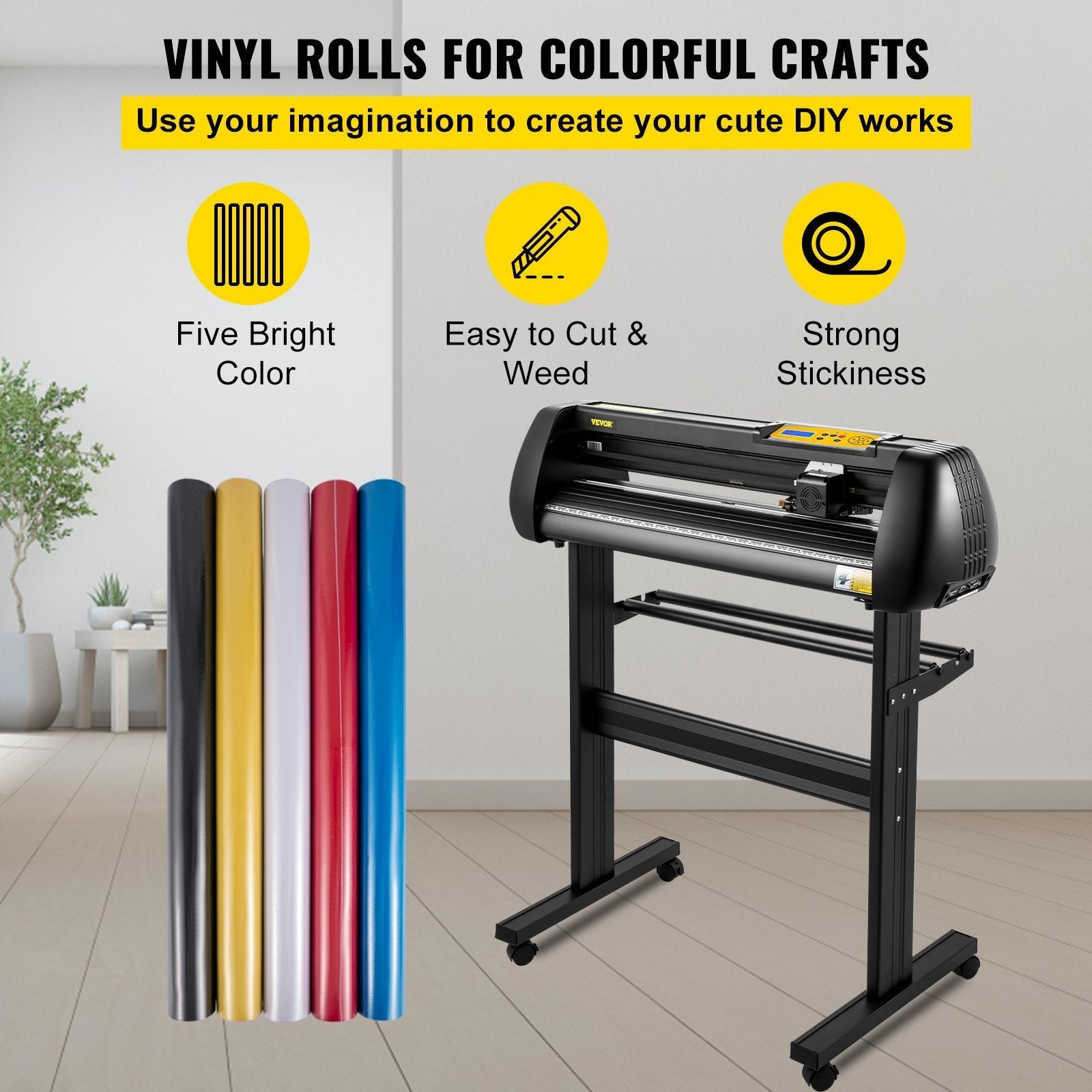 VEVOR Vinyl Cutter Machine, Upgraded 28 Inch Paper Feed Cutting Plotter Bundle, Adjustable Force & Speed Vinyl Printer with Powerful Stepper Motors, Signmaster Software Compatible with Windows System