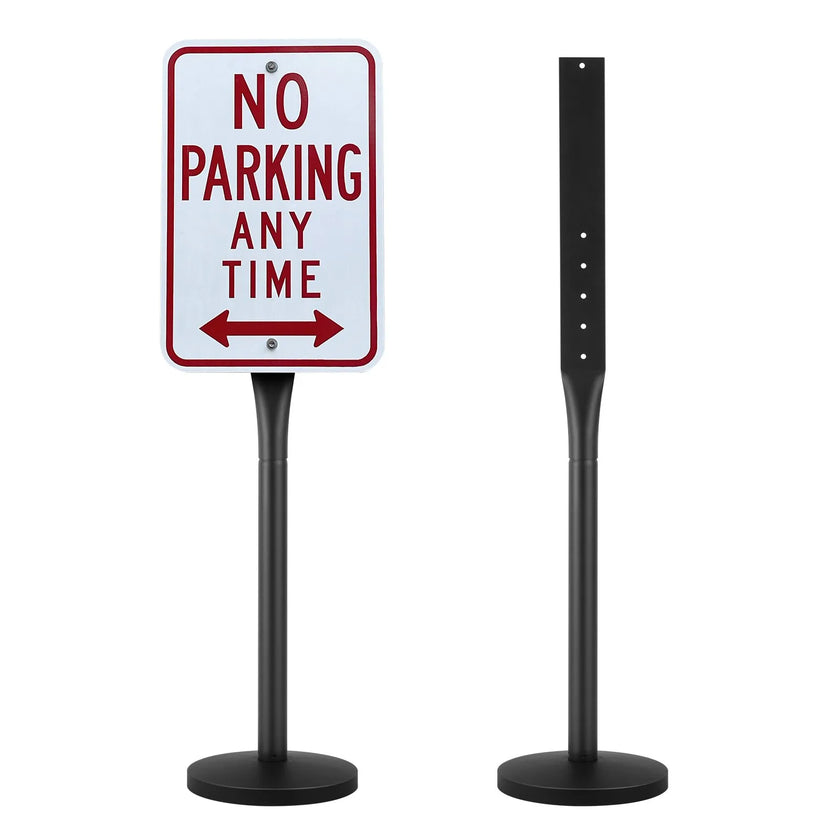VEVOR Cast Iron Sign Post 4 ft Portable U-Channel Sign Stand with Wheels Black