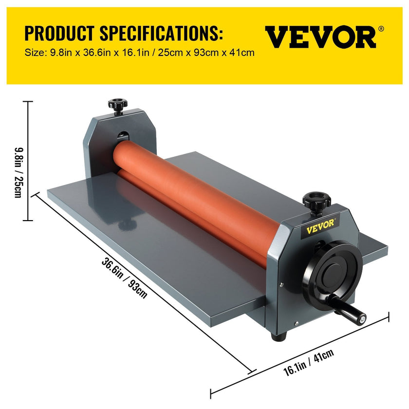 VEVOR 29.5 Inch Cold Laminator Machine 10mm Manual Vinyl Photo Film Cold laminator Hand Crank Pressure Cold Roll laminator(29.5 Inch)
