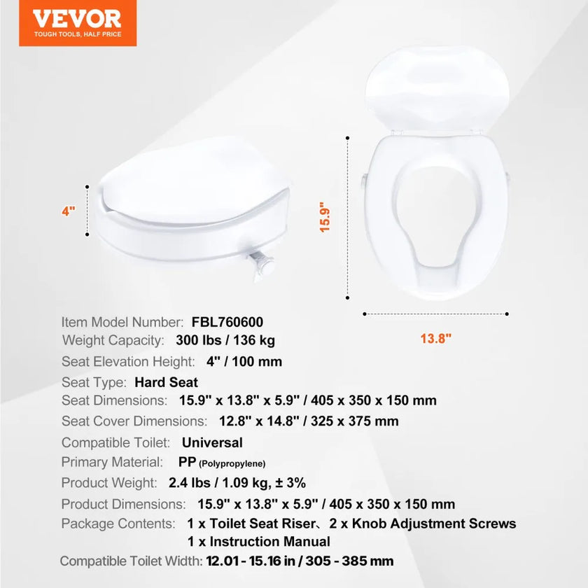 VEVOR Raised Toilet Seat, 4