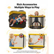 Kids Mini Trampoline with Enclosure Net & Basketball Hoop, Indoor Outdoor Toddler Trampoline, 132 lb Capacity, Activity Play Center for Boys & Girls