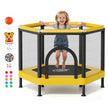 Kids Mini Trampoline with Enclosure Net & Basketball Hoop, Indoor Outdoor Toddler Trampoline, 132 lb Capacity, Activity Play Center for Boys & Girls