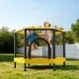 Kids Mini Trampoline with Enclosure Net & Basketball Hoop, Indoor Outdoor Toddler Trampoline, 132 lb Capacity, Activity Play Center for Boys & Girls