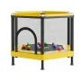 Kids Mini Trampoline with Enclosure Net & Basketball Hoop, Indoor Outdoor Toddler Trampoline, 132 lb Capacity, Activity Play Center for Boys & Girls