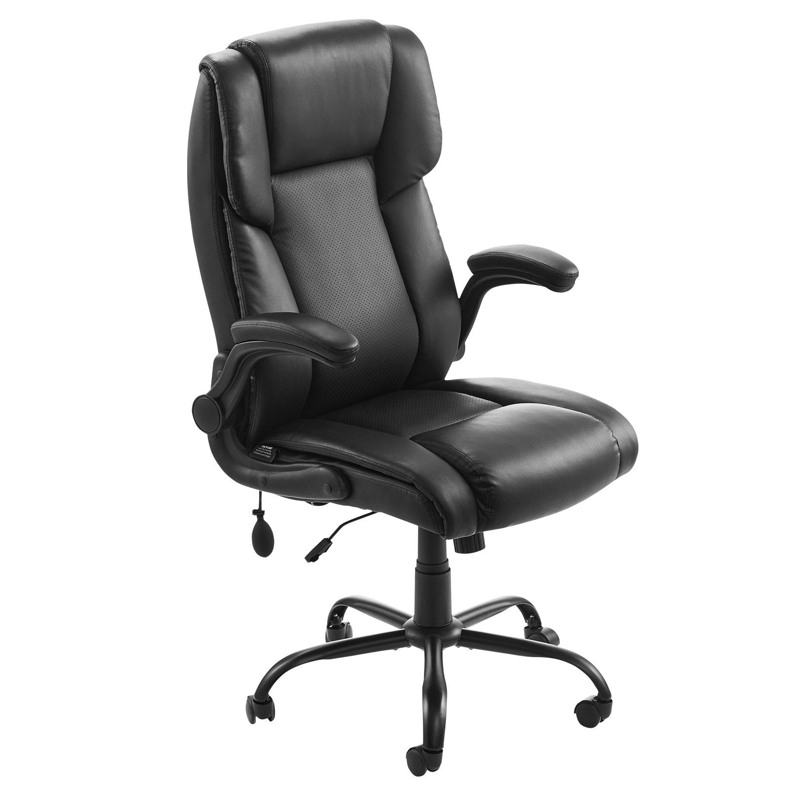 VEVOR Executive Chair High Back Desk Chair Flip-up Armrests Lumbar Support Black