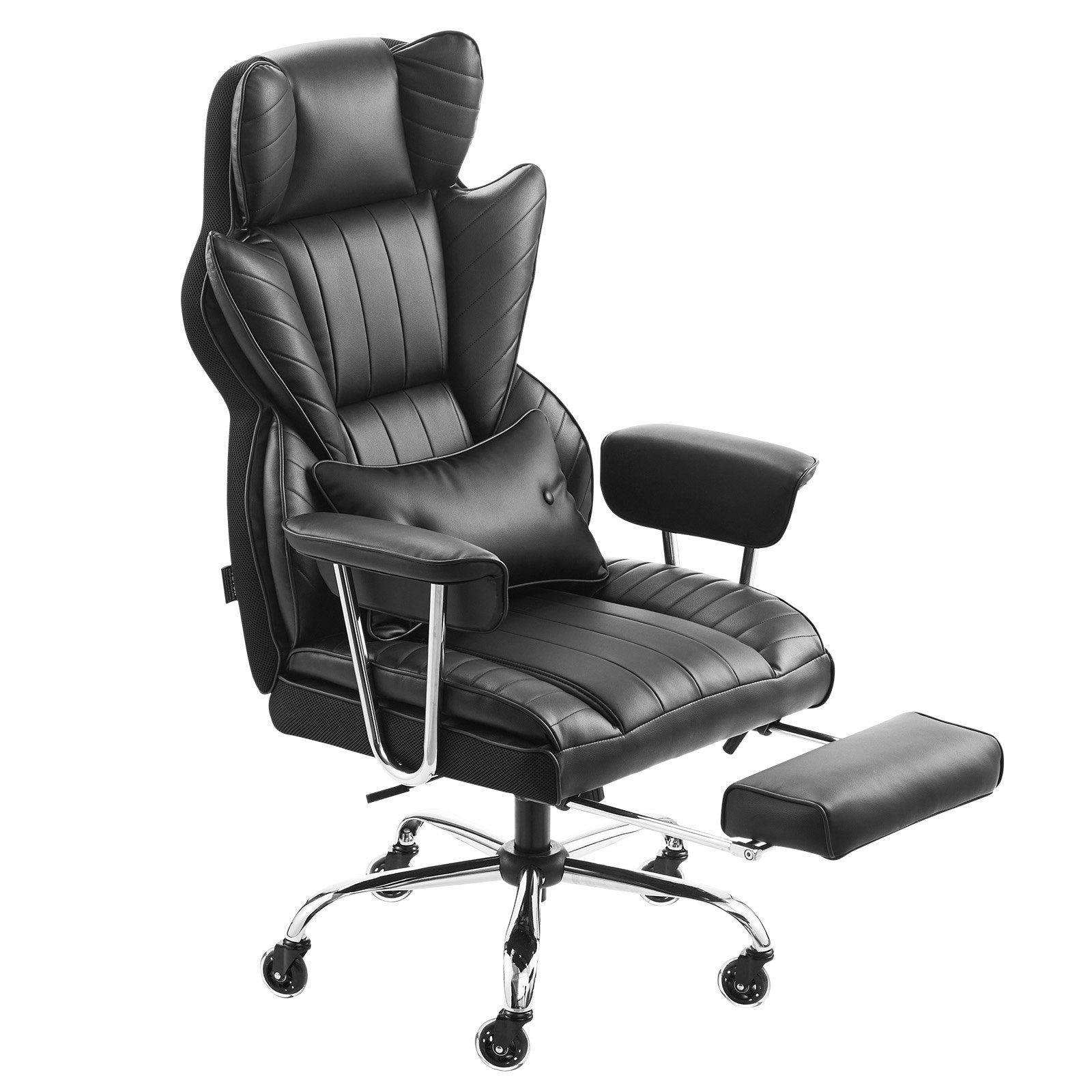 VEVOR Executive Office Chair High Back Chair Footrest & Removable Armrests Black