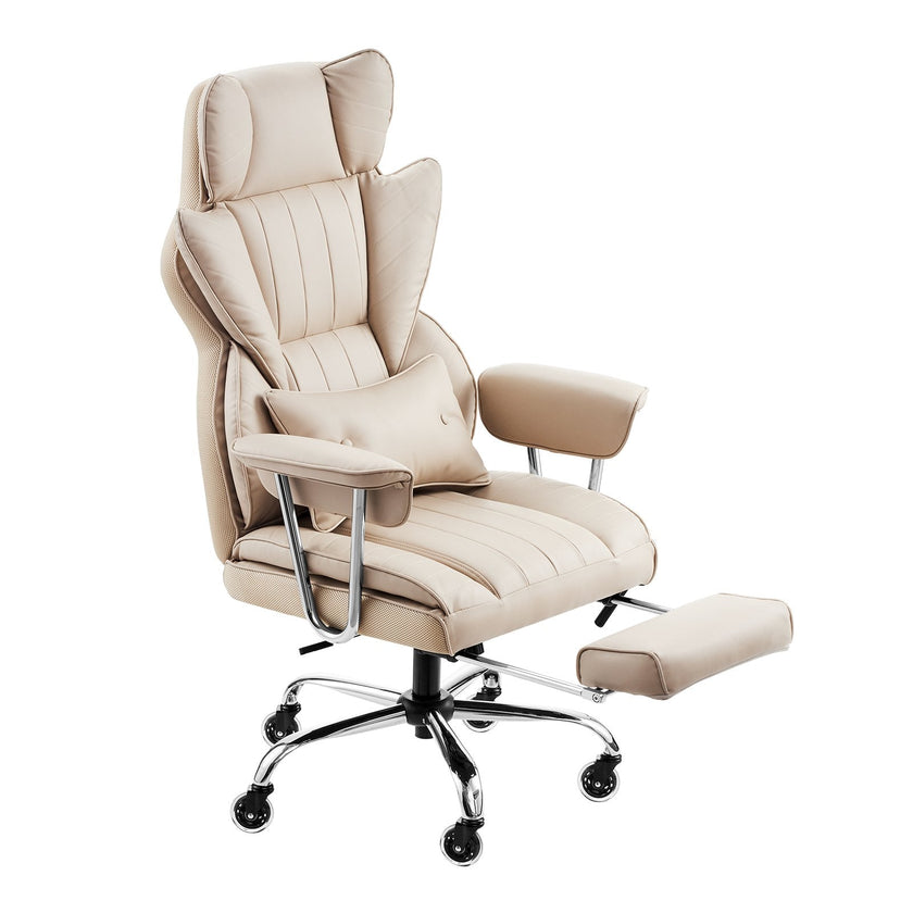 VEVOR Executive Office Chair High Back Chair Footrest & Removable Armrests Brown