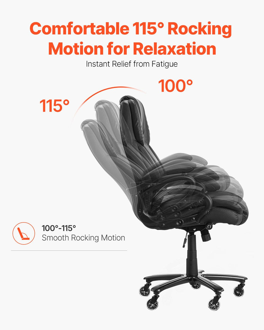 VEVOR Executive Chair High Back Office Chair Knob-Control Lumbar Support Black