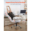 VEVOR Reclining Office Chair with Footrest, Heavy Duty PU Leather Wide Office Chair, Big and Tall Executive Office Chairs with Lumbar Support, Strong Metal Base Quiet Wheels, White