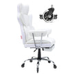 VEVOR Reclining Office Chair with Footrest, Heavy Duty PU Leather Wide Office Chair, Big and Tall Executive Office Chairs with Lumbar Support, Strong Metal Base Quiet Wheels, White