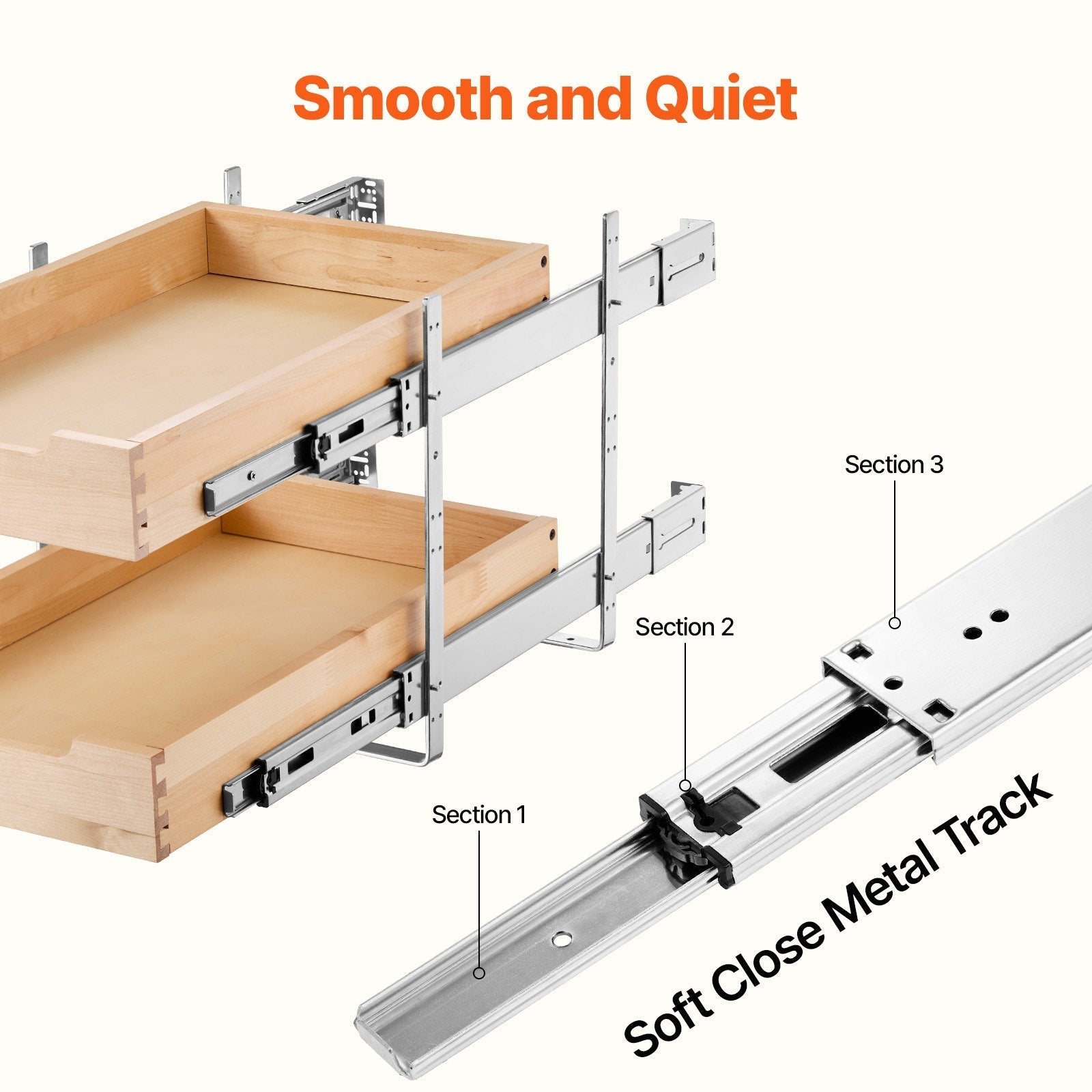 VEVOR 2Tier Pull Out Cabinet Organizer Soft Close Slideout Wood Drawer 14