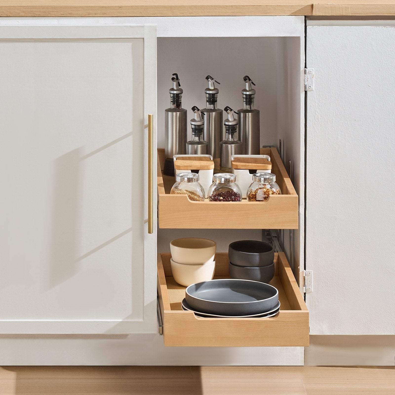 VEVOR 2Tier Pull Out Cabinet Organizer Soft Close Slideout Wood Drawer 14