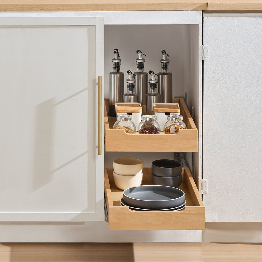 VEVOR 2Tier Pull Out Cabinet Organizer Soft Close Slideout Wood Drawer 14