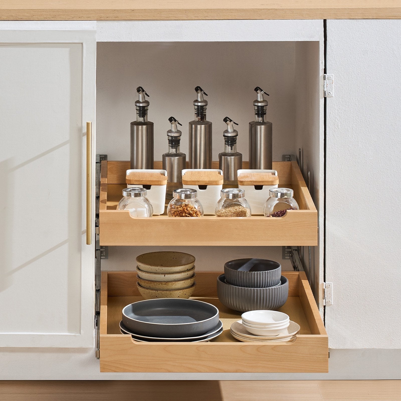 VEVOR 2Tier Pull Out Cabinet Organizer Soft Close Slideout Wood Drawer 17