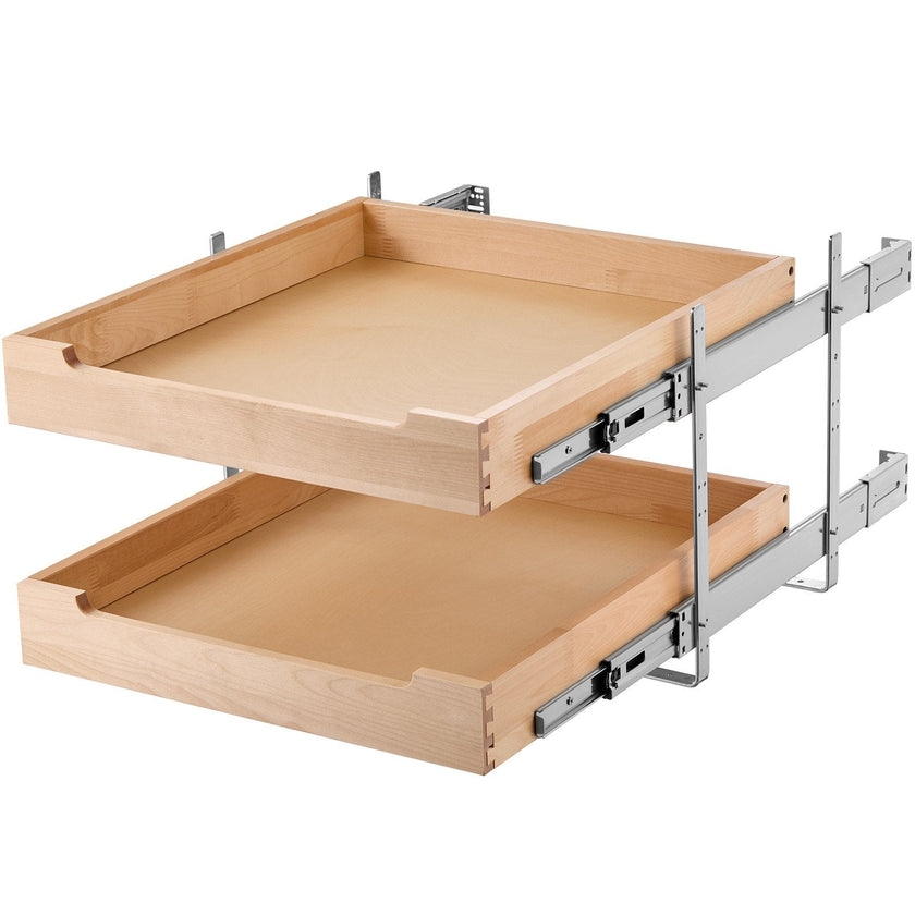 VEVOR 2Tier Pull Out Cabinet Organizer Soft Close Slideout Wood Drawer 17