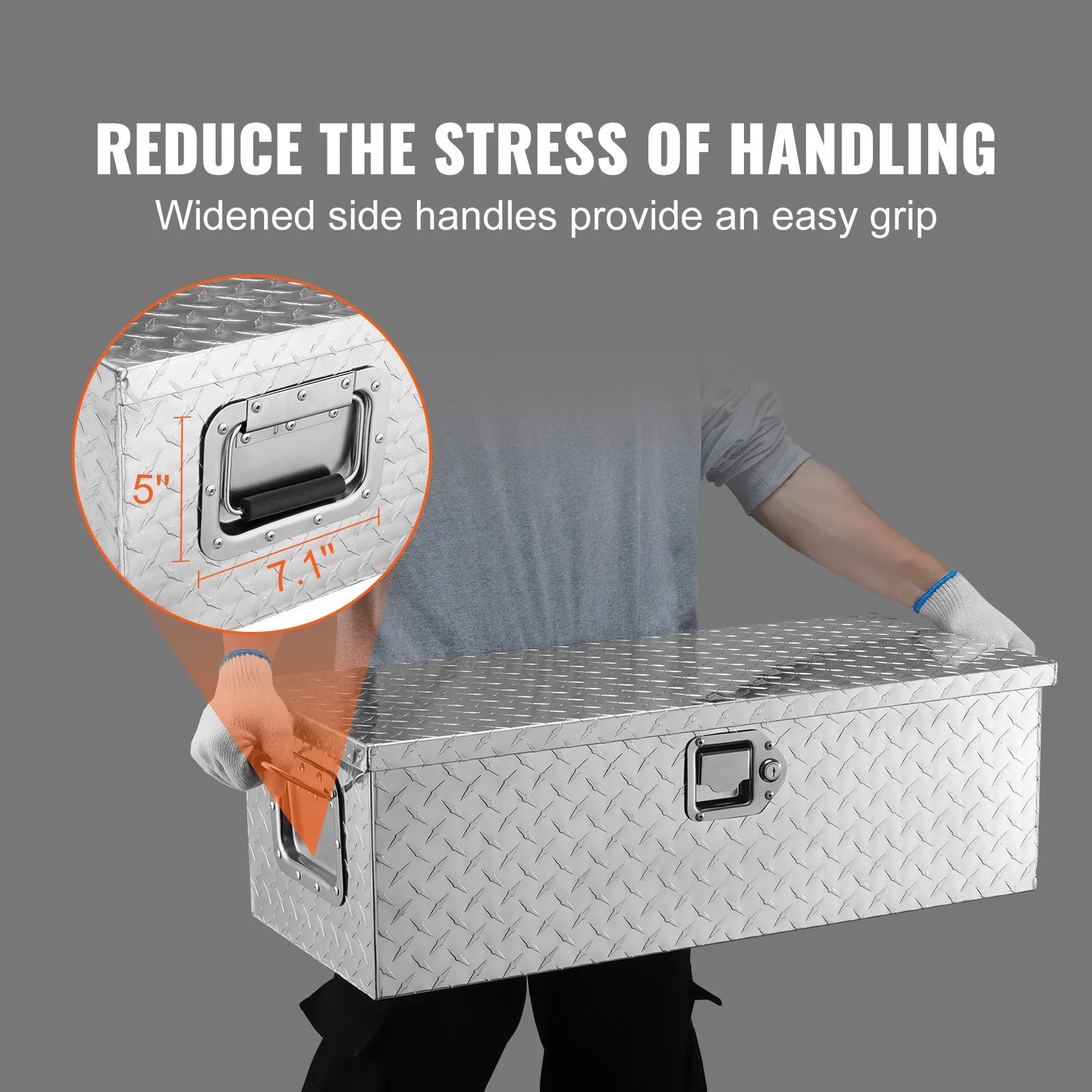 VEVOR Heavy Duty Aluminum Truck Bed Tool Box, Diamond Plate Tool Box with Side Handle and Lock Keys, Storage Tool Box Chest Box Organizer for Pickup, Truck Bed, RV, Trailer, 30