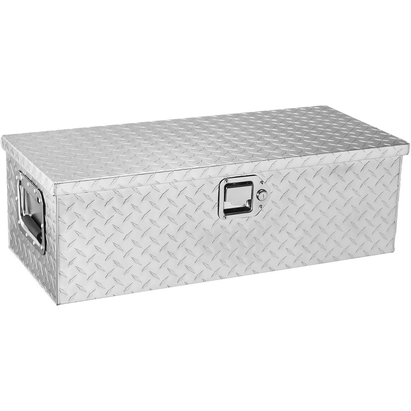 VEVOR Heavy Duty Aluminum Truck Bed Tool Box, Diamond Plate Tool Box with Side Handle and Lock Keys, Storage Tool Box Chest Box Organizer for Pickup, Truck Bed, RV, Trailer, 30