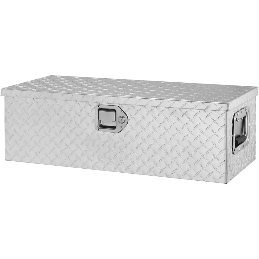 VEVOR Heavy Duty Aluminum Truck Bed Tool Box, Diamond Plate Tool Box with Side Handle and Lock Keys, Storage Tool Box Chest Box Organizer for Pickup, Truck Bed, RV, Trailer, 30