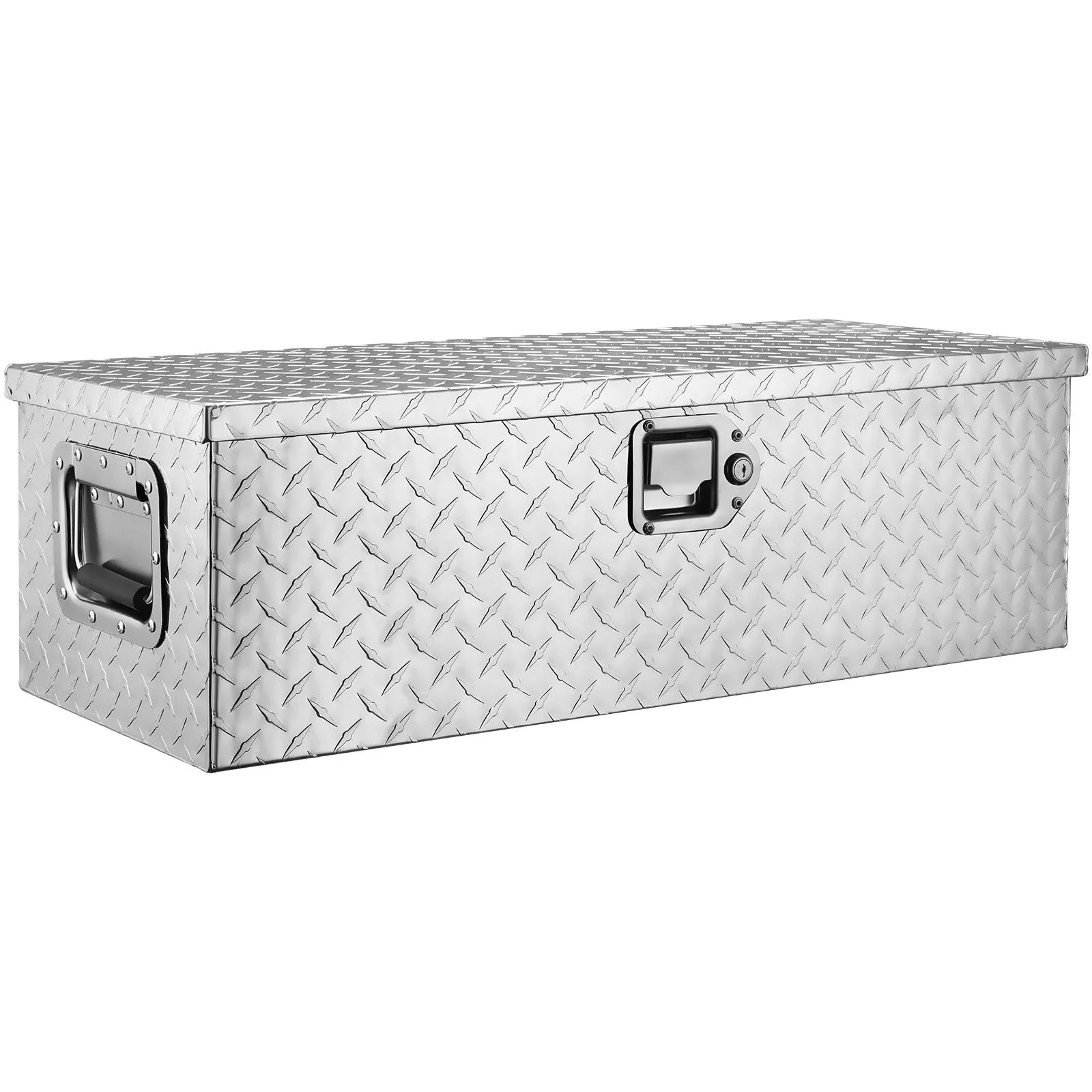 VEVOR Heavy Duty Aluminum Truck Bed Tool Box, Diamond Plate Tool Box with Side Handle and Lock Keys, Storage Tool Box Chest Box Organizer for Pickup, Truck Bed, RV, Trailer, 30