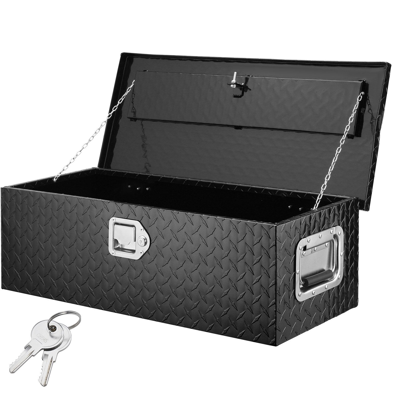 VEVOR Heavy Duty Aluminum Truck Bed Tool Box, Diamond Plate Tool Box with Side Handle and Lock Keys, Storage Tool Box Chest Box Organizer for Pickup, Truck Bed, RV, Trailer, 30
