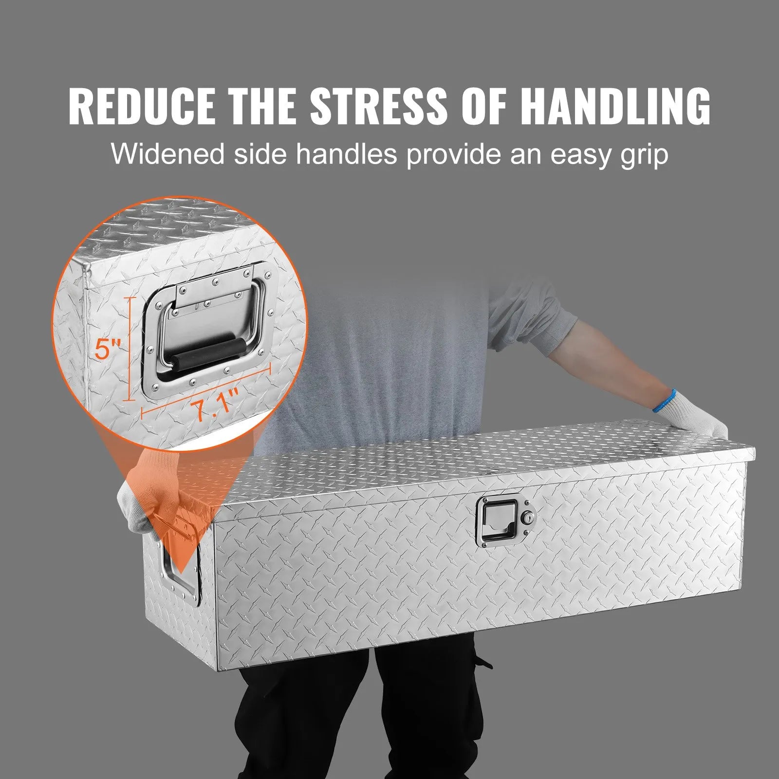 VEVOR Heavy Duty Aluminum Truck Bed Tool Box, Diamond Plate Tool Box with Side Handle and Lock Keys, Storage Tool Box Chest Box Organizer for Pickup, Truck Bed, RV, Trailer, 39