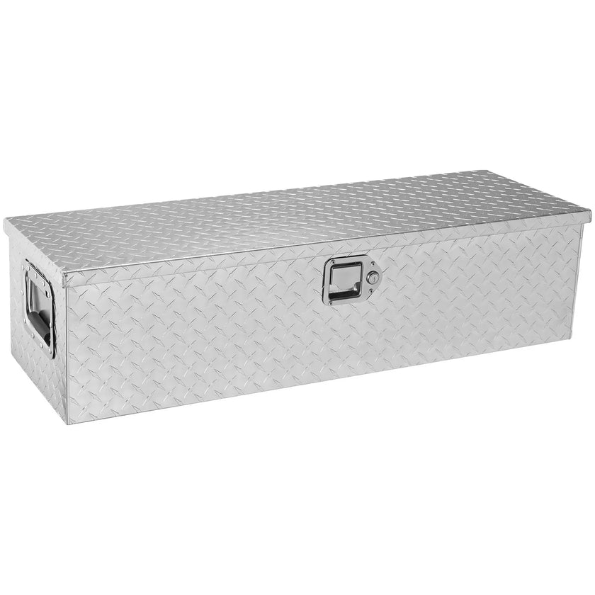 VEVOR Heavy Duty Aluminum Truck Bed Tool Box, Diamond Plate Tool Box with Side Handle and Lock Keys, Storage Tool Box Chest Box Organizer for Pickup, Truck Bed, RV, Trailer, 39