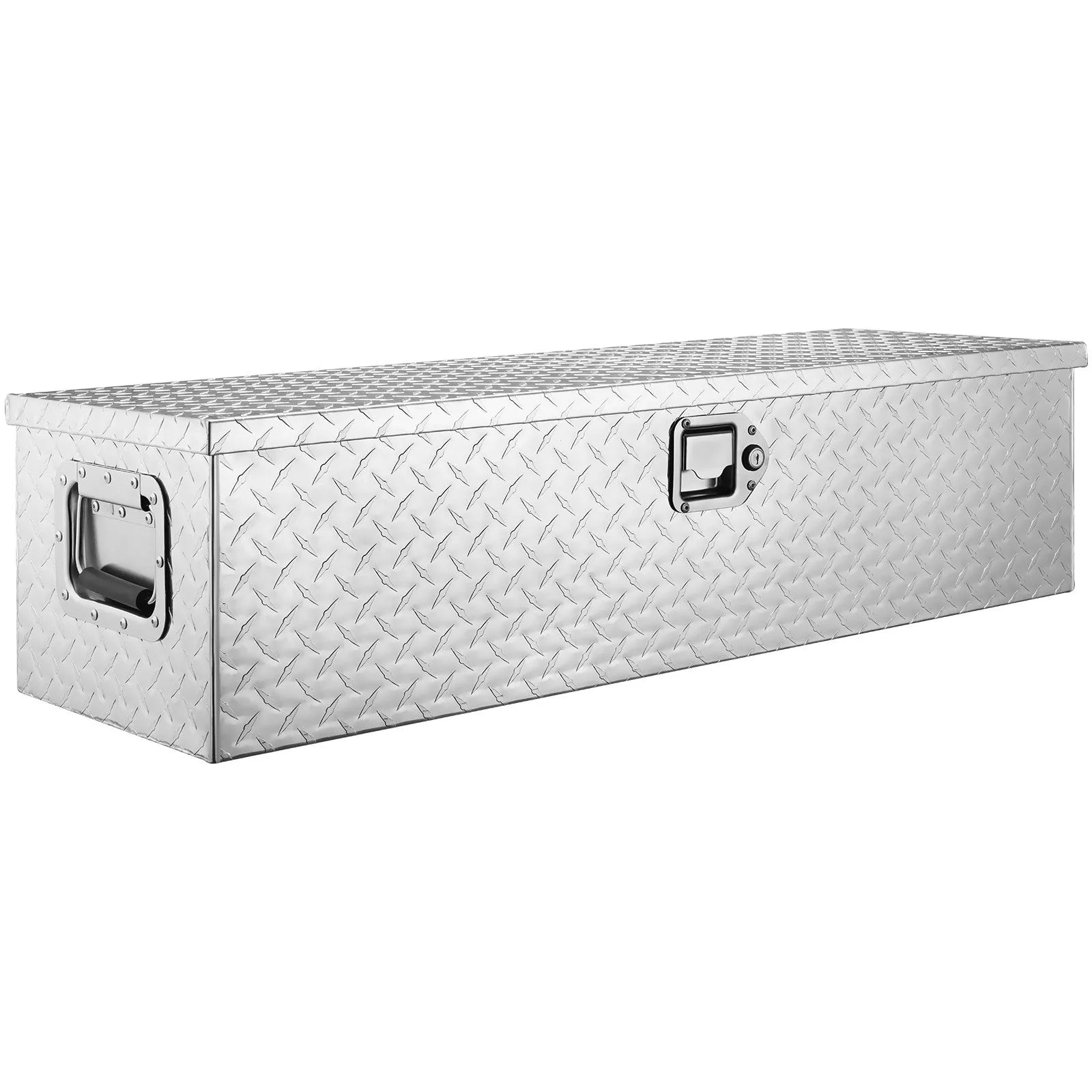 VEVOR Heavy Duty Aluminum Truck Bed Tool Box, Diamond Plate Tool Box with Side Handle and Lock Keys, Storage Tool Box Chest Box Organizer for Pickup, Truck Bed, RV, Trailer, 39