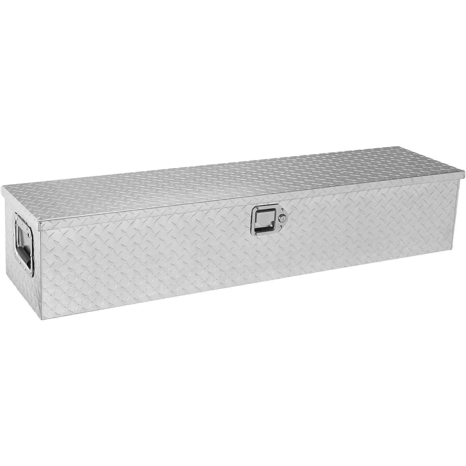 VEVOR Heavy Duty Aluminum Truck Bed Tool Box, Diamond Plate Tool Box with Side Handle and Lock Keys, Storage Tool Box Chest Box Organizer for Pickup, Truck Bed, RV, Trailer, 48