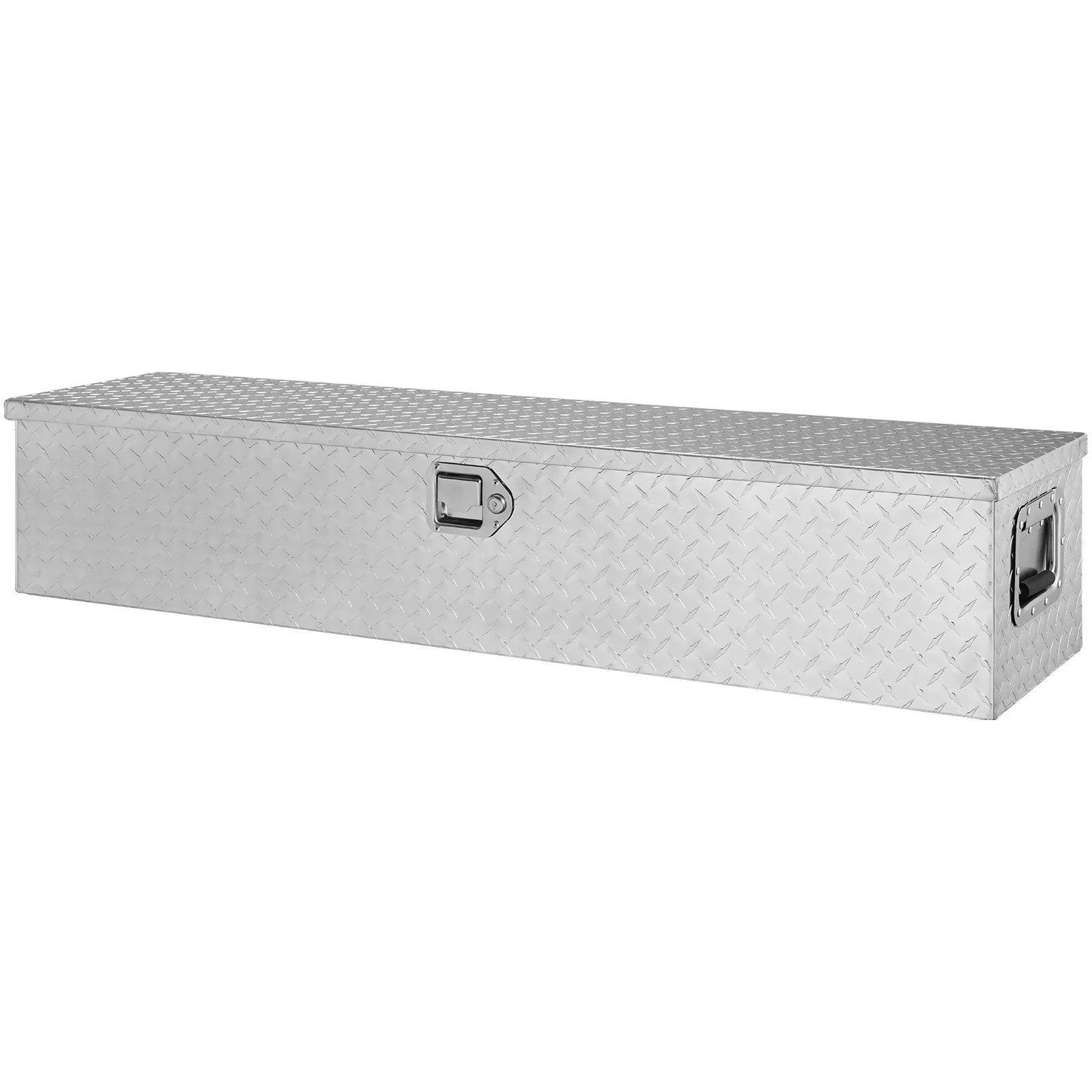 VEVOR Heavy Duty Aluminum Truck Bed Tool Box, Diamond Plate Tool Box with Side Handle and Lock Keys, Storage Tool Box Chest Box Organizer for Pickup, Truck Bed, RV, Trailer, 48