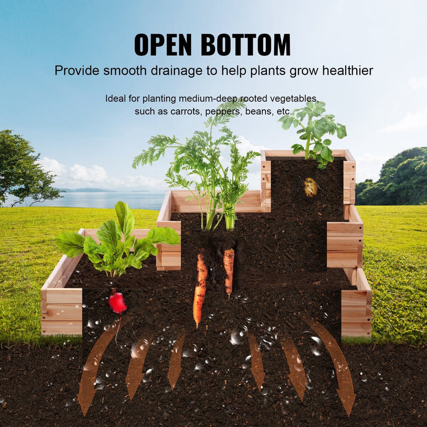 VEVOR Wooden Raised Garden Bed Planter Box 44.5x44.5x20.1