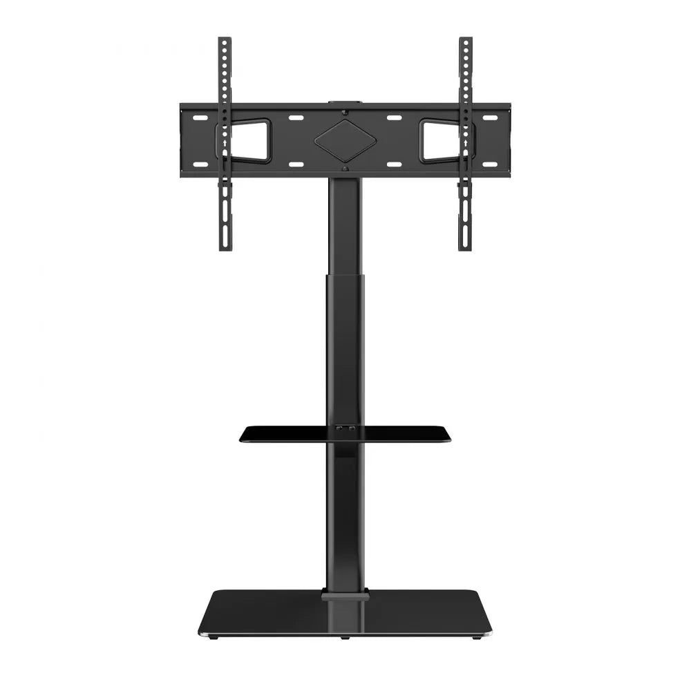 VEVOR TV Stand Mount, Swivel Tall TV Stand for 32 to 65 inch TVs, Height Adjustable Portable Floor TV Stand with Tempered Glass Base for Bedroom, Living Room