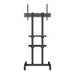 VEVOR Mobile TV Stand, Mobile TV Cart for 32 to 70 inch TVs, Height Adjustable Portable TV Stand with Wheels, Double Tray for Audio-Visual Devices, Rolling TV Stand with Mount for Bedroom, Living Room