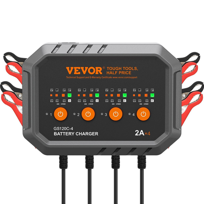 VEVOR Smart Battery Charger, 8-Amp, LiFePO4 Lead-Acid (AGM / Gel / SLA) Car Battery Charger, Fully-Automatic Charger Maintainer Desulfator for Boat Motorcycle Lawn Mower Golf Cart Marine Deep Cycle