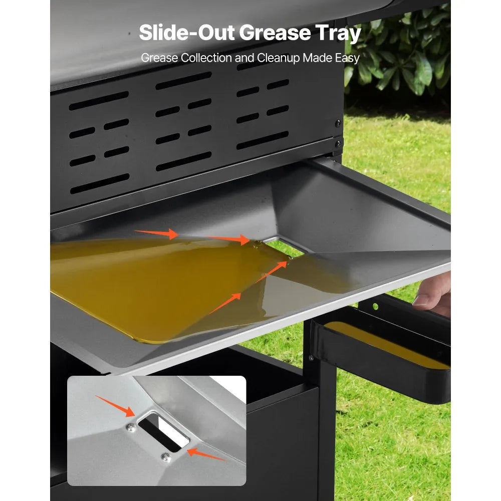 VEVOR 4 Burner Propane Gas Grill with Side Burner – 52,000 BTU Stainless Steel BBQ Grill