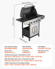 VEVOR 4 Burner Propane Gas Grill with Side Burner – 52,000 BTU Stainless Steel BBQ Grill