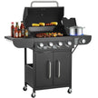 VEVOR 4 Burner Propane Gas Grill with Side Burner, 52,000 BTU Outdoor BBQ Grill with 425 Sq. In. Cooking Area, Carbon Steel Patio Garden Barbecue with Side Shelves
