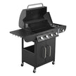 VEVOR 4 Burner Propane Gas Grill with Side Burner, 52,000 BTU Outdoor BBQ Grill with 425 Sq. In. Cooking Area, Carbon Steel Patio Garden Barbecue with Side Shelves