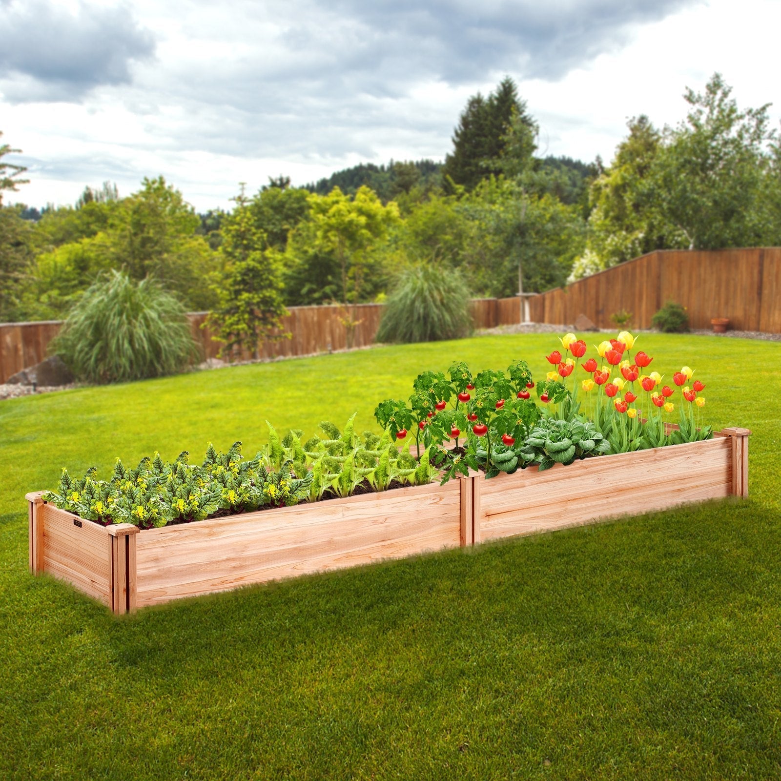 VEVOR Wooden Raised Garden Bed Planter Box 94.5x23.6x9.8