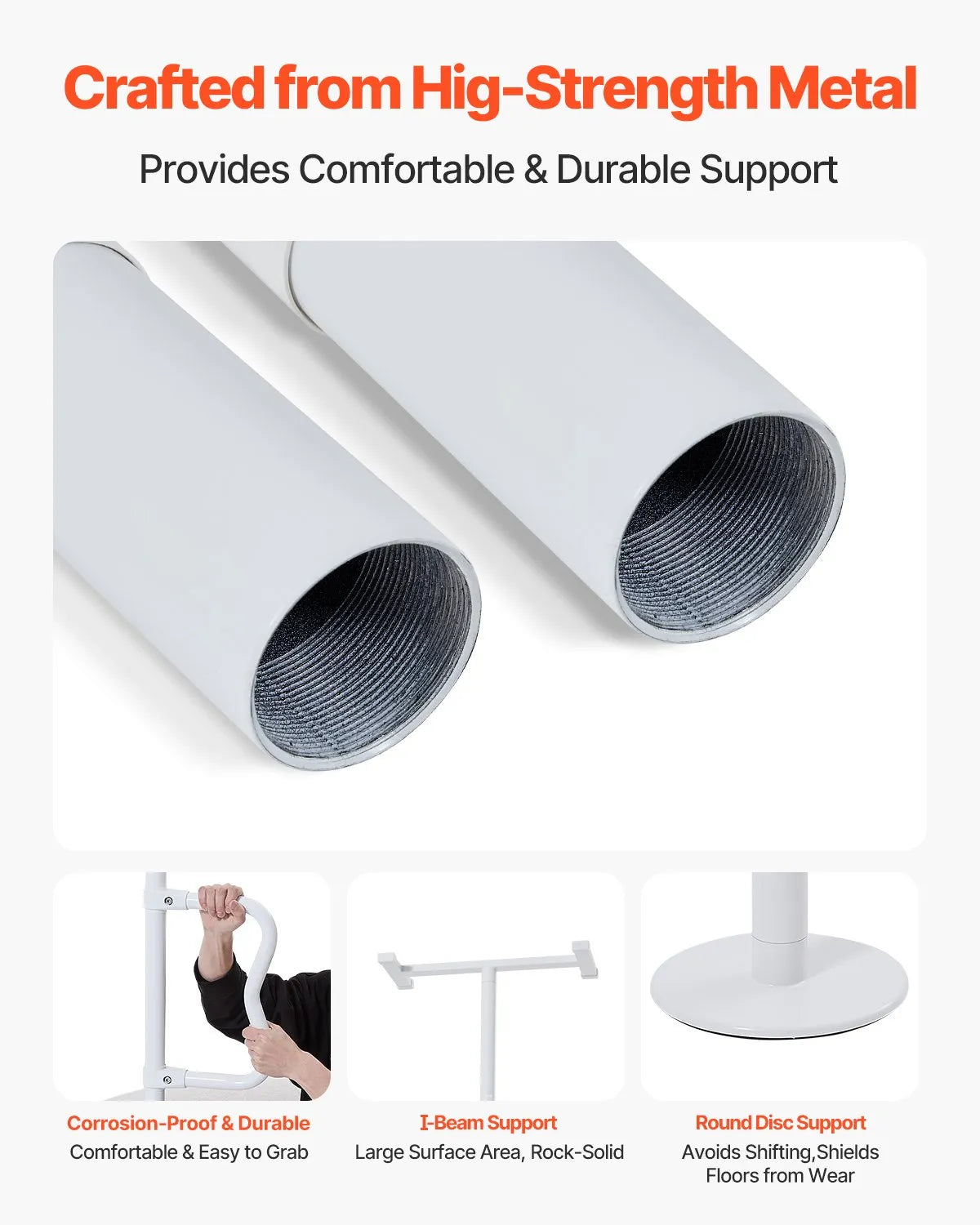 VEVOR Floor-to-Ceiling Transfer Pole 300 Lbs Capacity for 7-10 Ft Ceilings White