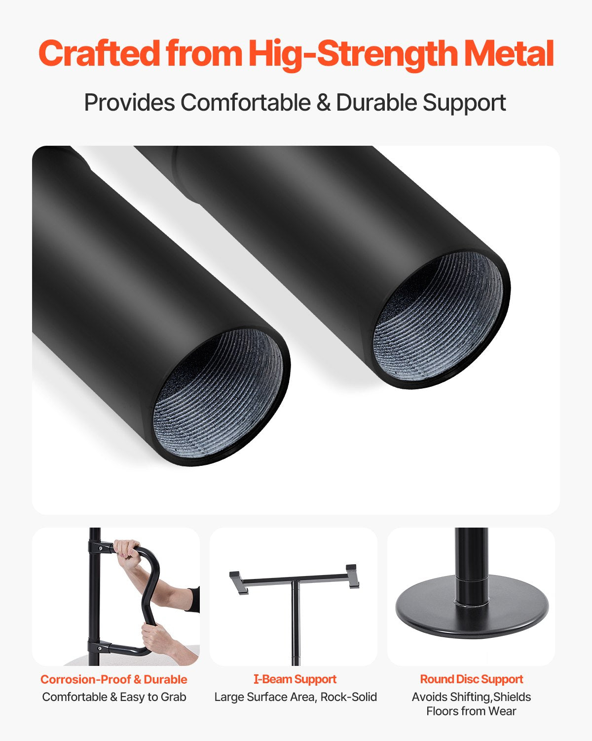 VEVOR Floor-to-Ceiling Transfer Pole 300 Lbs Capacity for 7-10 Ft Ceilings Black