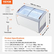 VEVOR 12.8Cu.ft Commercial Ice Cream Display Case Gelato Dipping Freezer Cabinet