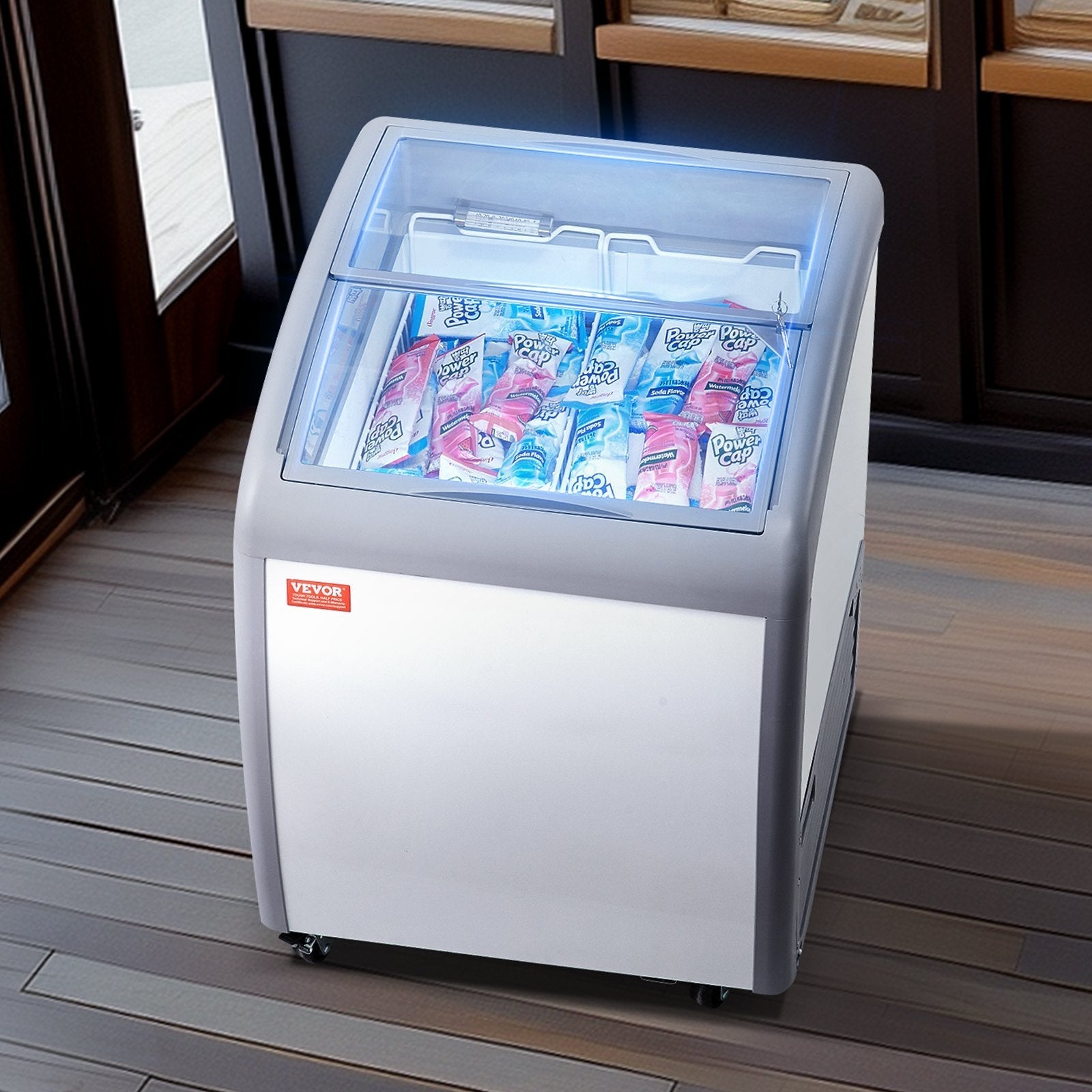 VEVOR 5.4 Cu.ft Commercial Ice Cream Display Case Gelato Dipping Freezer Cabinet