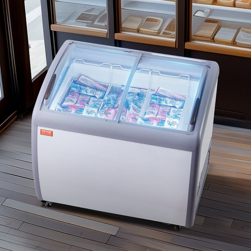 VEVOR 9.3 Cu.ft Commercial Ice Cream Display Case Gelato Dipping Freezer Cabinet